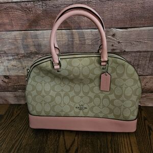 Coach Pink and Tan Signature Handbag
